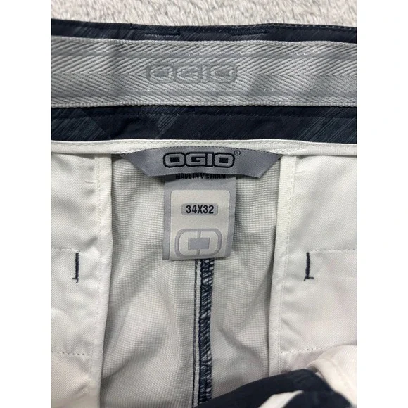 OGIO Men's Golf Pants W34 L32 Black Grey Geometric Pattern Straight Leg Trousers - Picture 4 of 4